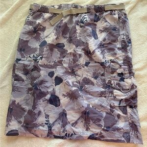 Elegant Floral A-Line Skirt with Belt